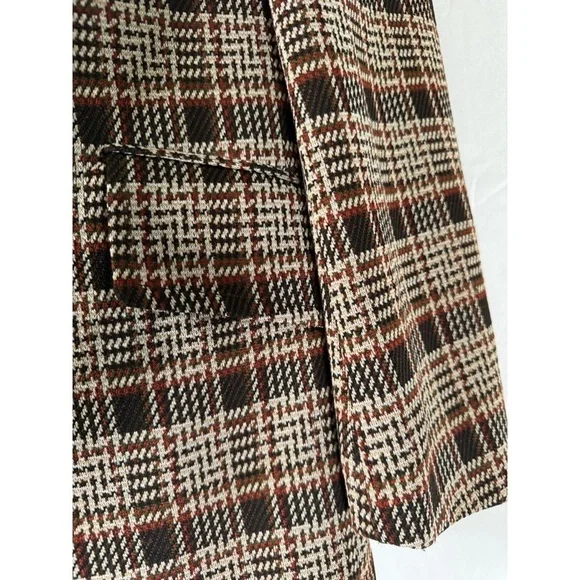 60’s Vintage ‘Continental Club’ Brown Plaid Two Button Blazer - Picture 4 of 11
